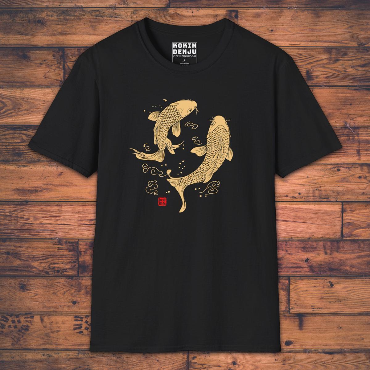 Swimming Koi - T-Shirt-Kokin Denju-18701669386855969794