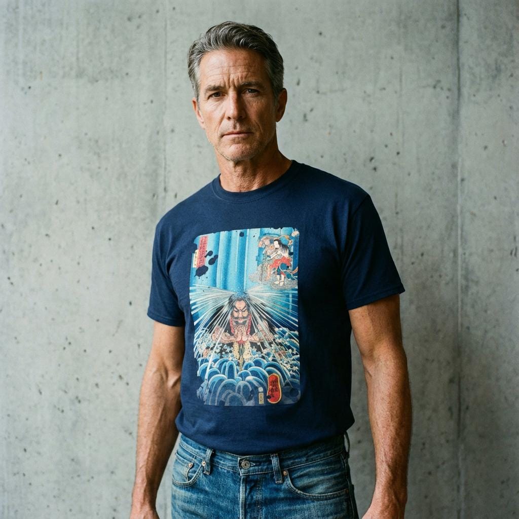 Mongaku Doing Penance - T-Shirt-Kokin Denju-