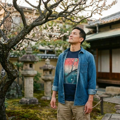 Plum Park in Kameido - T-Shirt-Kokin Denju-