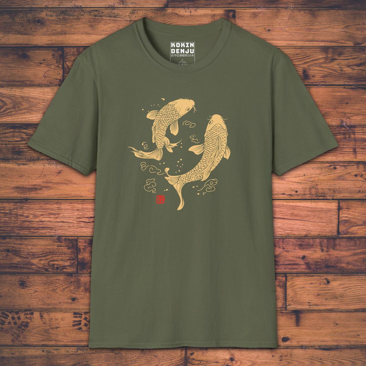 Swimming Koi - T-Shirt-Kokin Denju-17946109302239825813